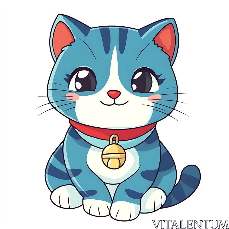 AI ART Cute Anime Cartoon Cat Illustration