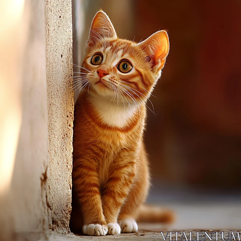 Curious Orange Tabby Kitten AI Image