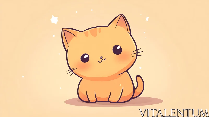 Cute Orange Cartoon Cat Art AI Image