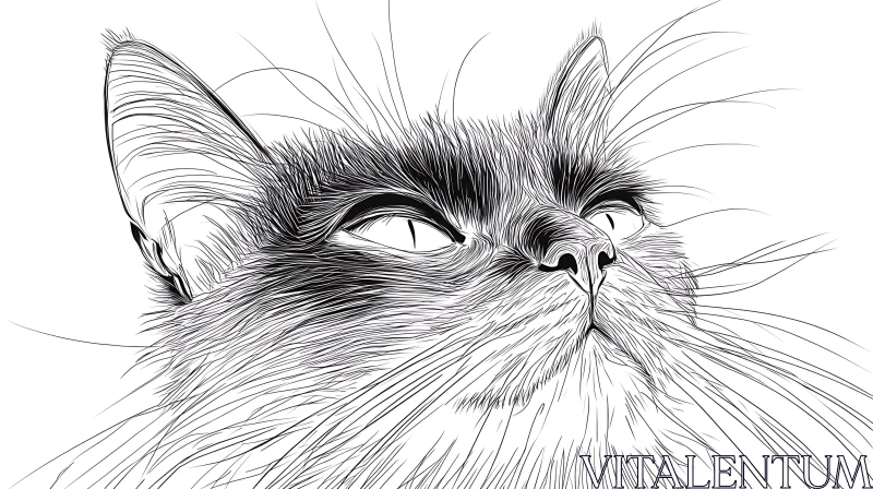 Intricate Cat Face Drawing AI Image