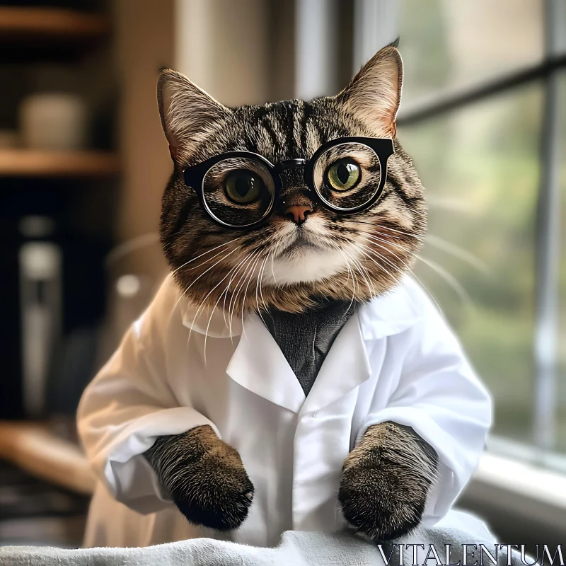 AI ART Cute Cat Dressed as a Scientist