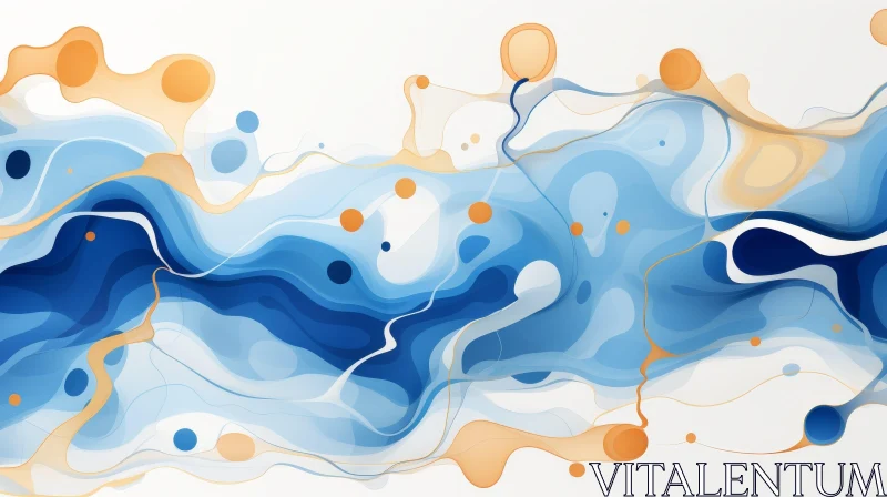 Blue and Orange Abstract Painting - Fluid Organic Shapes AI Image