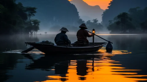 Boat Floating in a Dark and Foggy Lake in Vietnam | Villagecore Aesthetic