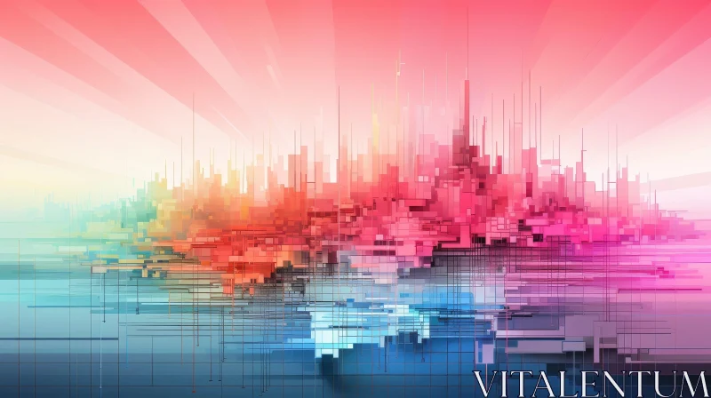 AI ART Colorful Abstract Cityscape - Futuristic Artwork