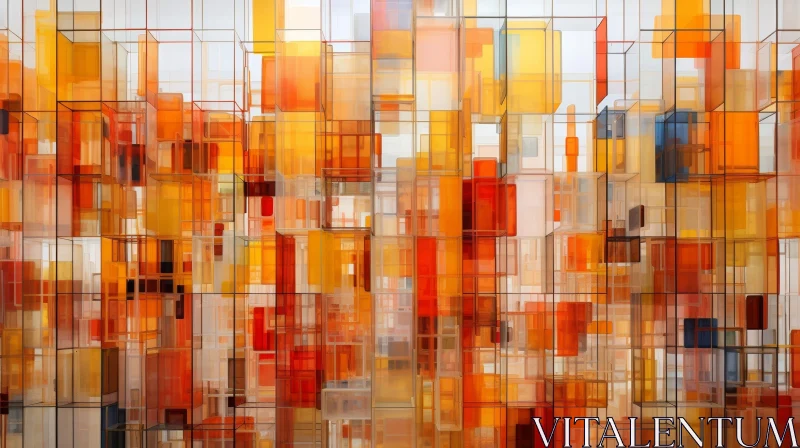 Colorful Glass Blocks in Chaotic Arrangement AI Image