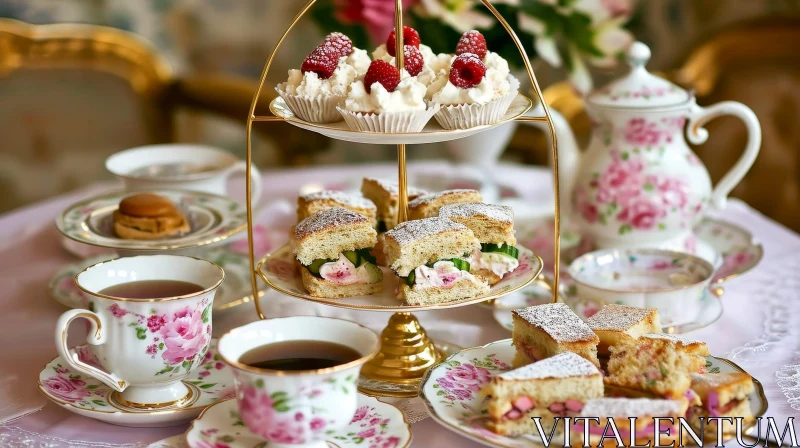 Exquisite Afternoon Tea Table Setting AI Image
