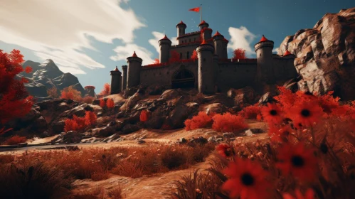 Mysterious Castle in Red Desert - Unreal Engine 5 High-Contrast Realism