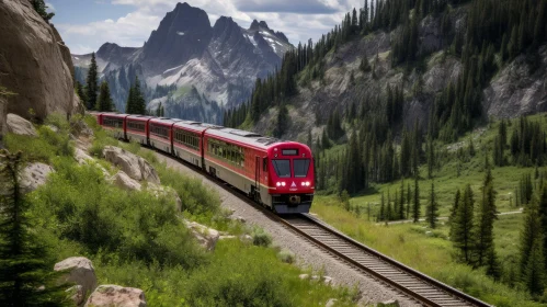 Red Train in the Mountains: A Fusion of Eastern and Western Influences