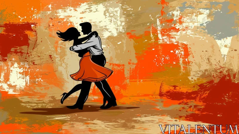 Romantic Tango Dance Illustration with Bold Brush Strokes AI Image