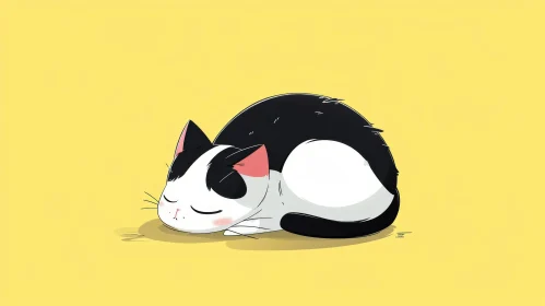 Sleeping Cartoon Cat Illustration