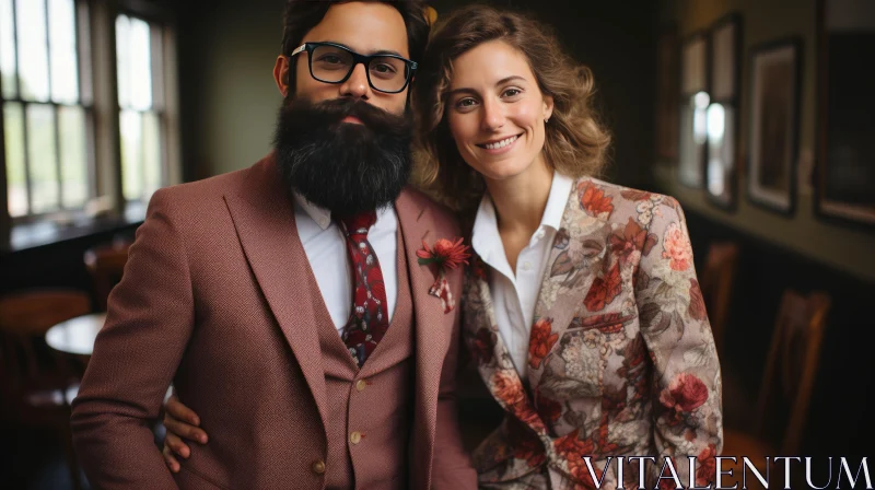 Stylish Couple in Deconstructed Tailoring at a Restaurant AI Image
