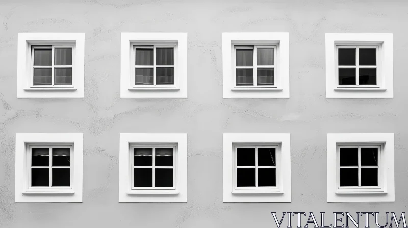 Symmetrical Residential Building Facade with Six Identical Windows AI Image