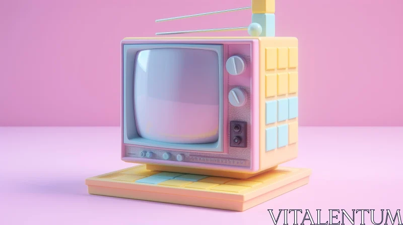 AI ART Vintage Television Set 3D Rendering