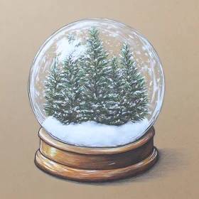 Winter Pine Forest Snow Globe