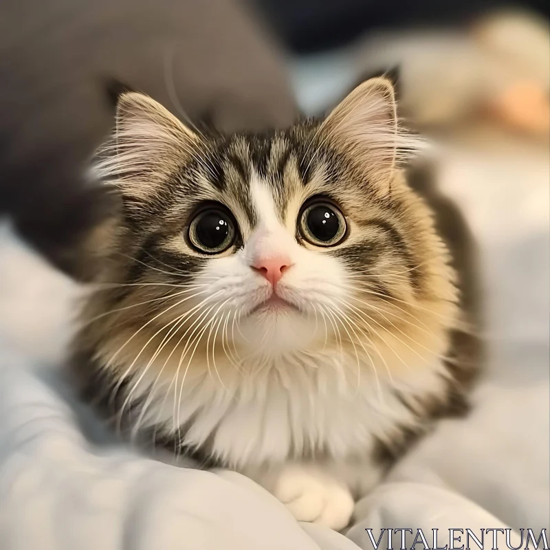 Cute Fluffy Kitten with Wide Eyes AI Image