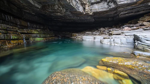 Natural Cave Pool with Clear Turquoise Waters