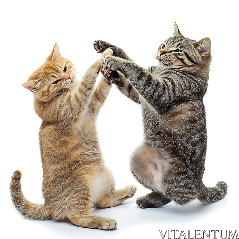 Two Cats Dancing Playfully Together AI Image