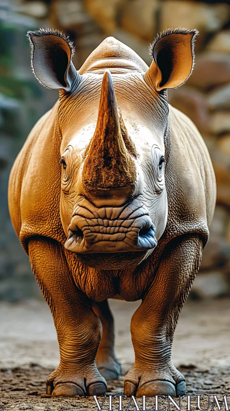 Rhinoceros Portrait in Nature AI Image