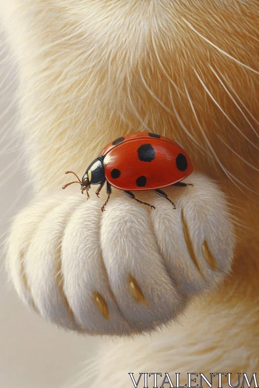 Ladybug on Soft Fur Close-up AI Image