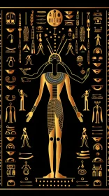 Ancient Egyptian God Illustration with Falcon Head