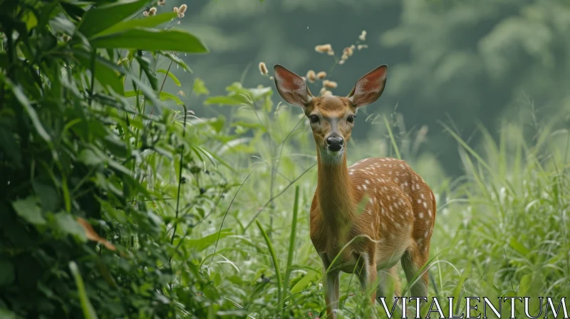 Captivating Image of a Majestic Deer in a Green Field AI Image