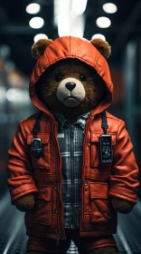Cyberpunk Dystopia Depicted through a Teddy Bear in Red - Art Masterpiece
