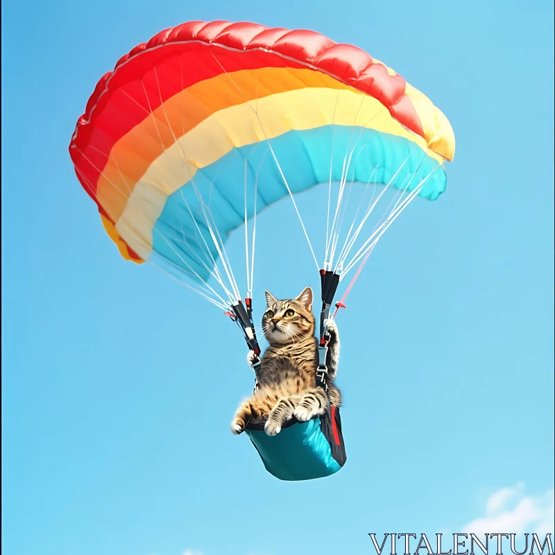 Aerial Cat with Parachute AI Image