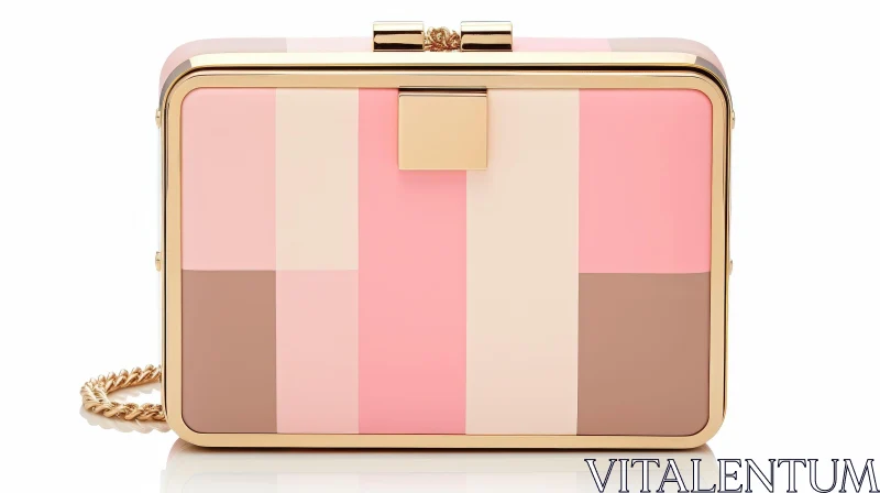 AI ART Elegant Pink and Brown Striped Leather Clutch