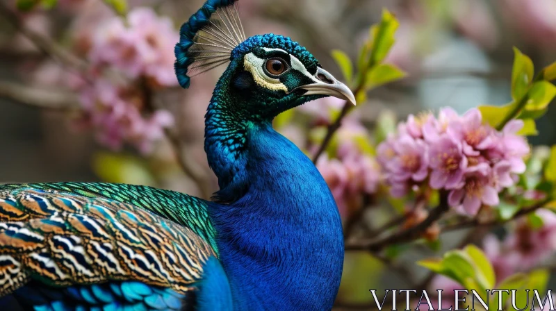 Exquisite Peacock in a Garden with Vibrant Feathers AI Image