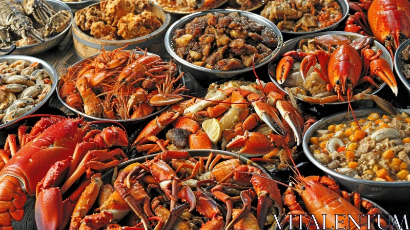 Exquisite Seafood Delights: Lobster, Crab, Shrimp, and More AI Image