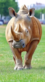 Wild Rhinoceros on Verdant Field