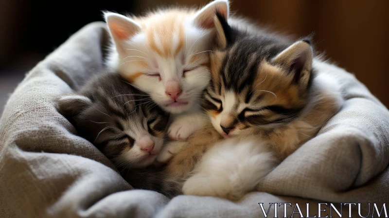 Sleeping Kittens in Wicker Basket - Heartwarming Scene AI Image
