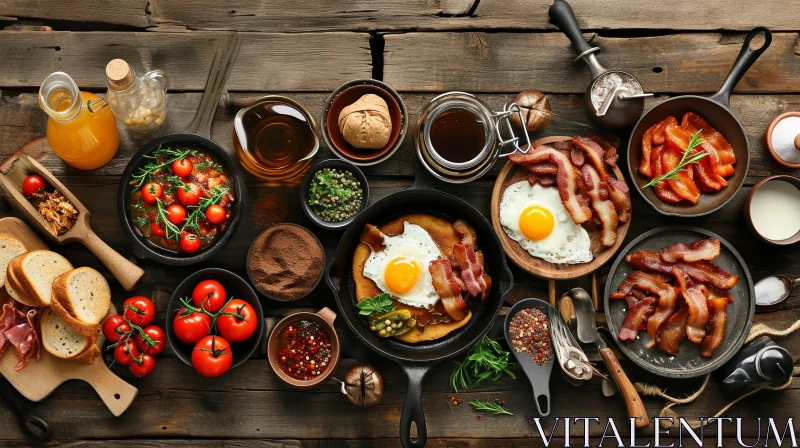 Sumptuous Breakfast Delights on a Rustic Wooden Table AI Image