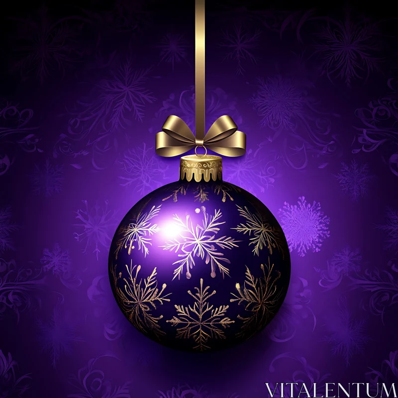 Elegant Purple Christmas Ornament with Gold Patterns AI Image