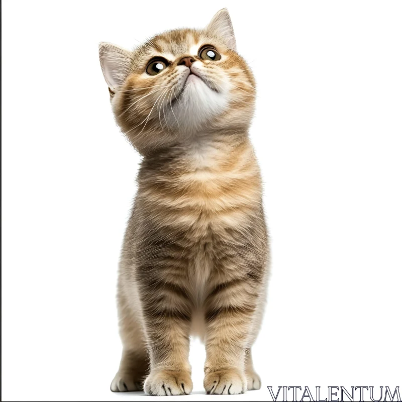 Curious Kitten with Striped Fur AI Image