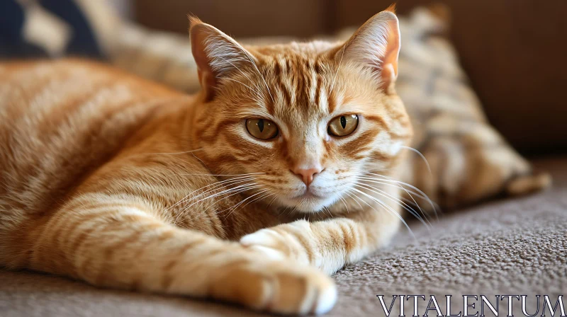 Relaxed Orange Tabby Cat Portrait AI Image