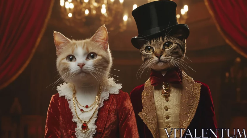 AI ART Regal Cats in Victorian Costumes