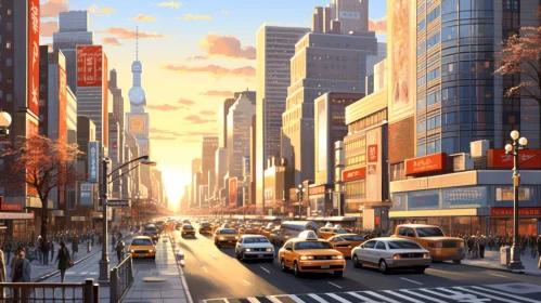 Captivating City Scene: Realistic Perspective with Animated Illustrations