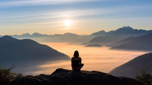 Captivating Misty Sunrise: Female Yoga Instructor in Vancouver School Style