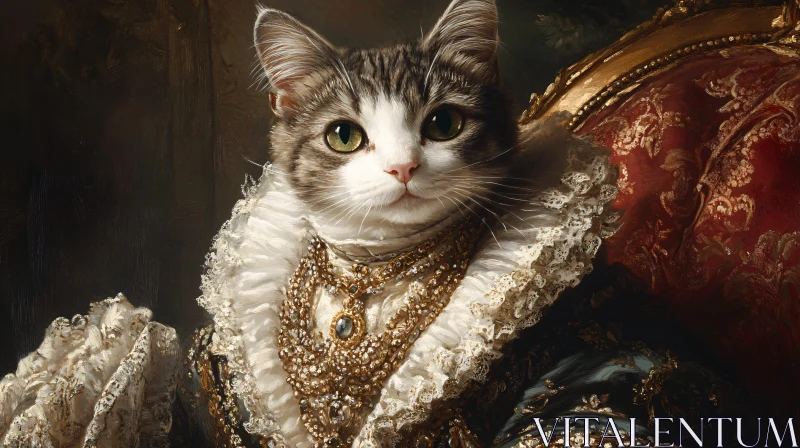 AI ART Opulent Feline Portrait in Royal Attire