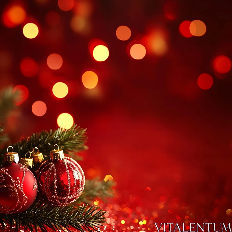 Holiday Decor with Christmas Ornaments and Warm Lights AI Image