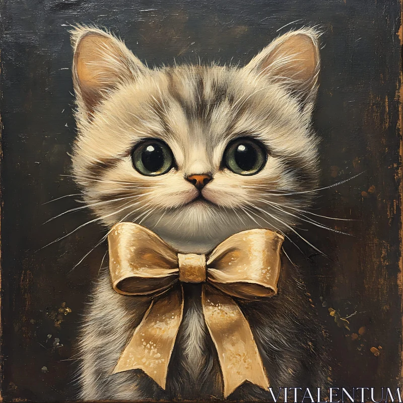 Adorable Furry Kitten Portrait AI Image