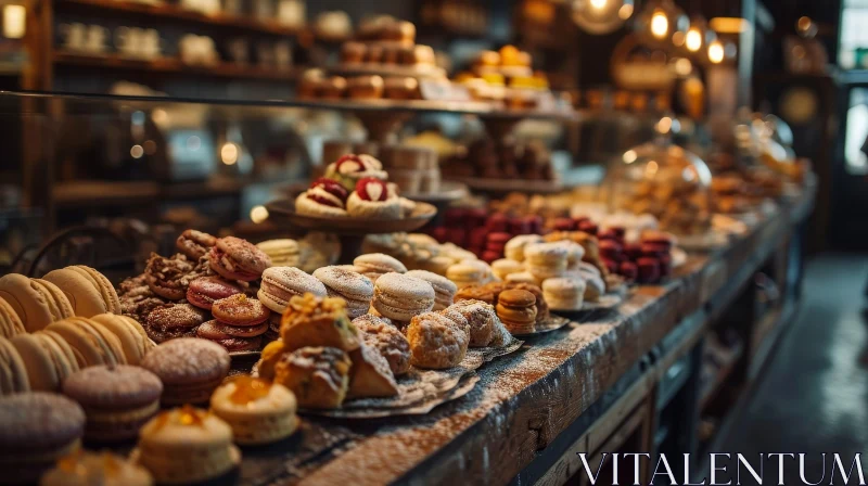 Delicious Bakery Display: Tempting Pastries and Cookies AI Image
