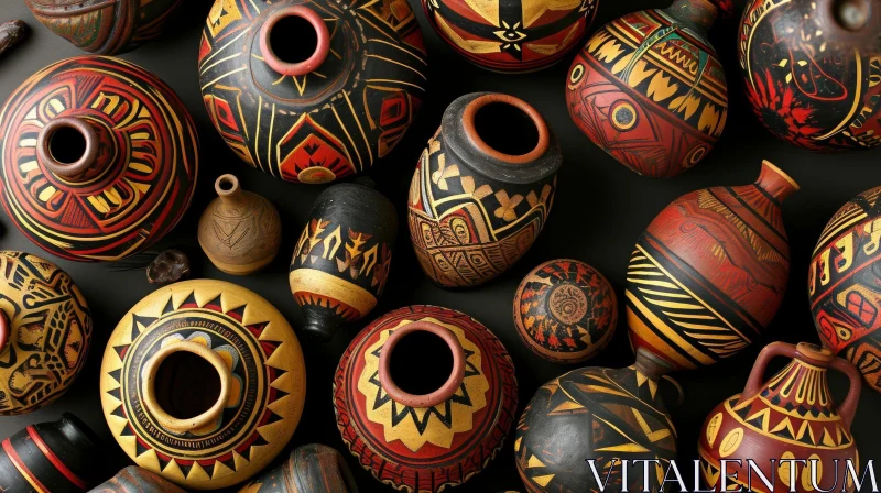 Intricate Clay Pots and Vases: A Vibrant Display of Artistic Talent AI Image