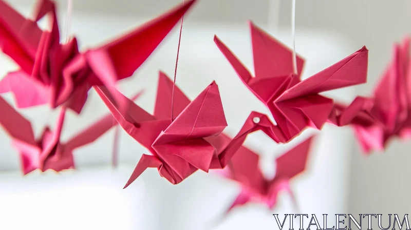 Origami Cranes Mobile - Beautiful Art Installation AI Image