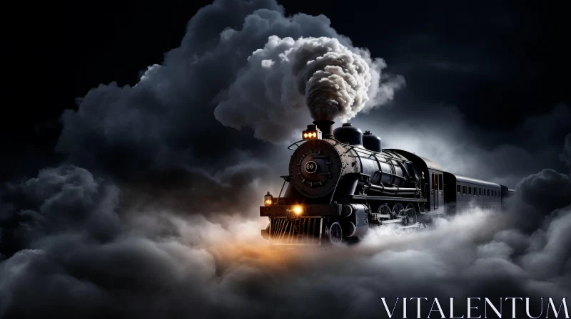 Steam Locomotive Journey Through the Clouds - Nightscapes Wallpaper AI Image