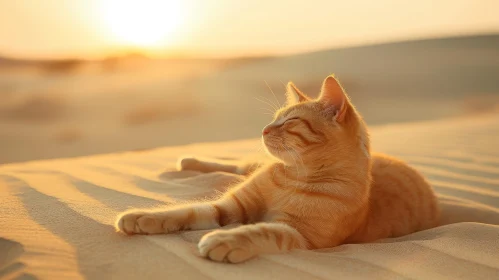 Tranquil Ginger Cat in Desert Sunlight