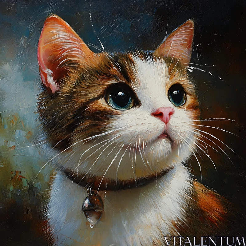 Artistic Cat Portrait with Collar and Whiskers