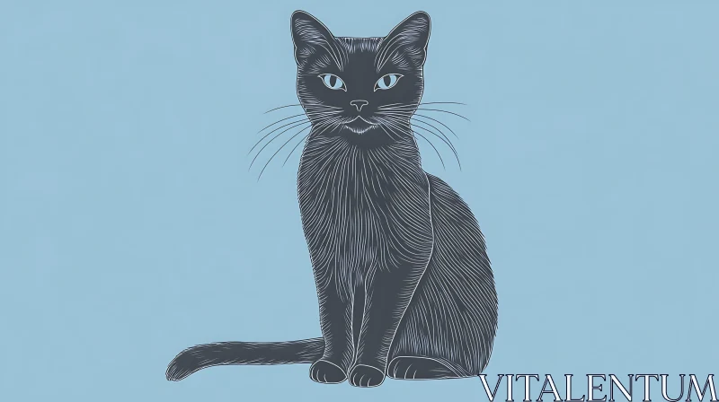 Black Cat Line Drawing