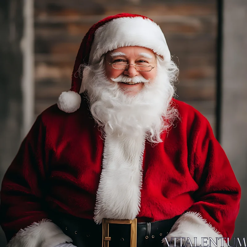 Smiling Santa Claus in Traditional Red Christmas Attire